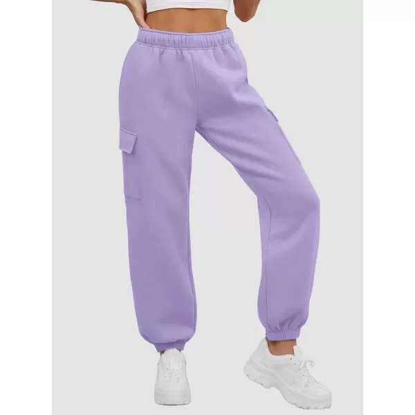 imageATHMILE Womens Cargo Sweatpants Oversized Fleece Joggers Fall Fashion Outfits Y2k Clothes 2024 with PocketsPurple