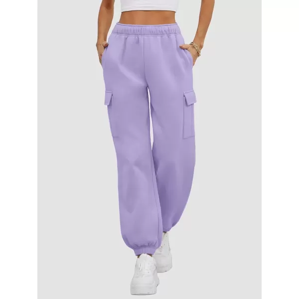 imageATHMILE Womens Cargo Sweatpants Oversized Fleece Joggers Fall Fashion Outfits Y2k Clothes 2024 with PocketsPurple