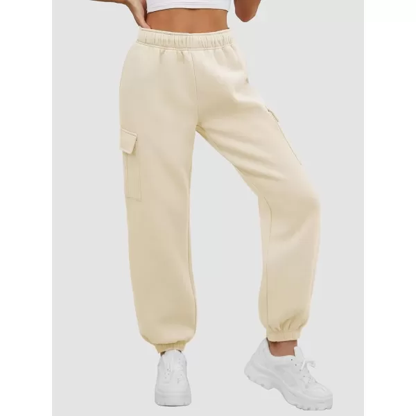 imageATHMILE Womens Cargo Sweatpants Oversized Fleece Joggers Fall Fashion Outfits Y2k Clothes 2024 with PocketsApricot