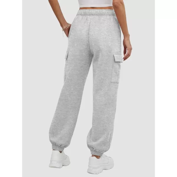 imageATHMILE Womens Cargo Sweatpants Oversized Fleece Joggers Fall Fashion Outfits Y2k Clothes 2024 with PocketsGray