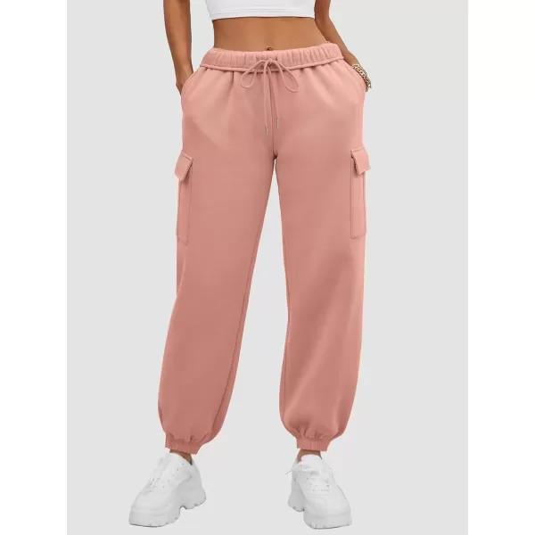 imageATHMILE Womens Cargo Sweatpants Oversized Fleece Joggers Fall Fashion Outfits Y2k Clothes 2024 with PocketsLightpink