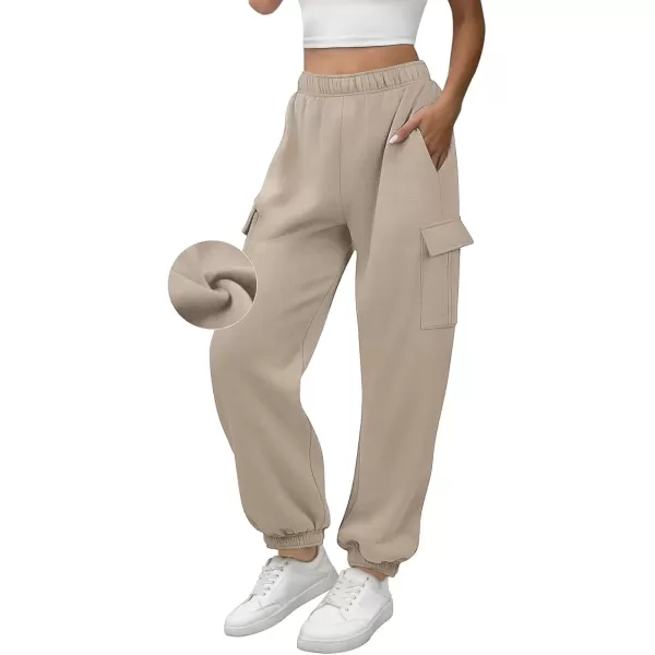 imageATHMILE Womens Cargo Sweatpants Oversized Fleece Joggers Fall Fashion Outfits Y2k Clothes 2024 with PocketsCoffeegrey