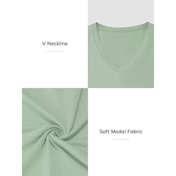 imageATHMILE Womens Deep V Neck Short Sleeve Slim Fit T Shirt Tops TeeGreygreen