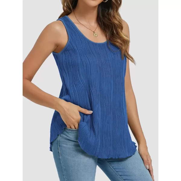 imageATHMILE Womens Dressy Business Casual Tank Tops Summer Sleeveless Trendy Spring Blouses Flowy Work ShirtsBlue