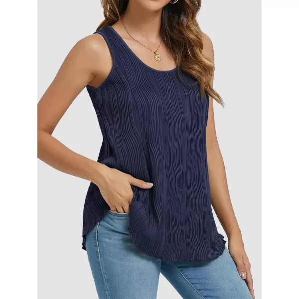 imageATHMILE Womens Dressy Business Casual Tank Tops Summer Sleeveless Trendy Spring Blouses Flowy Work ShirtsNavy