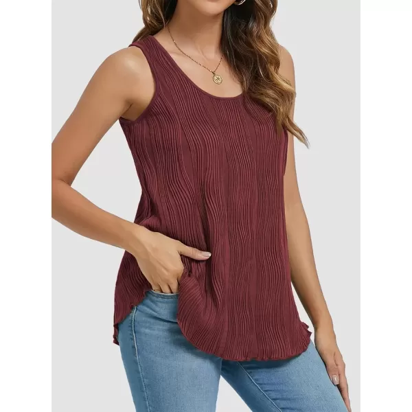 imageATHMILE Womens Dressy Business Casual Tank Tops Summer Sleeveless Trendy Spring Blouses Flowy Work ShirtsWine Red