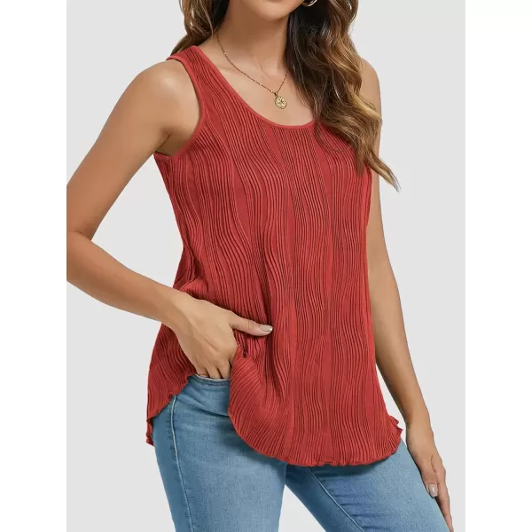 imageATHMILE Womens Dressy Business Casual Tank Tops Summer Sleeveless Trendy Spring Blouses Flowy Work ShirtsRed