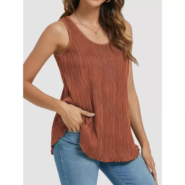 imageATHMILE Womens Dressy Business Casual Tank Tops Summer Sleeveless Trendy Spring Blouses Flowy Work ShirtsDark Orange