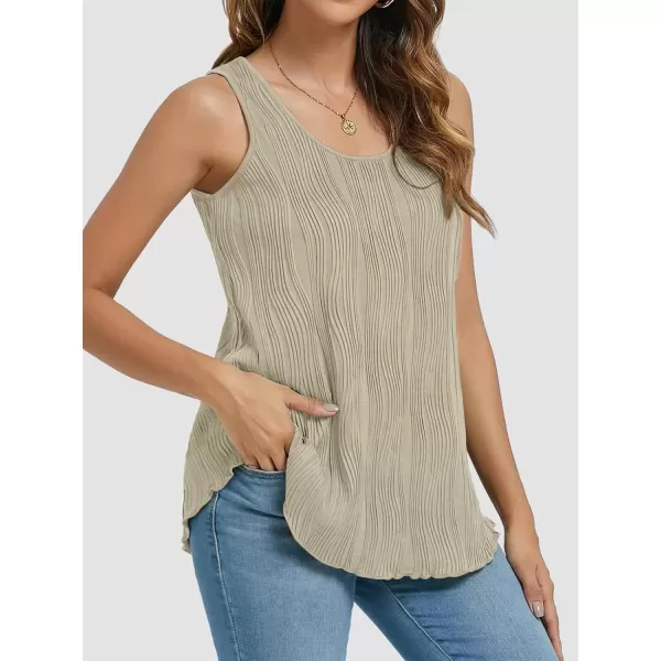 imageATHMILE Womens Dressy Business Casual Tank Tops Summer Sleeveless Trendy Spring Blouses Flowy Work ShirtsApricot