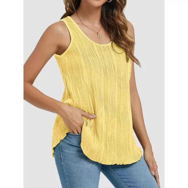 imageATHMILE Womens Dressy Business Casual Tank Tops Summer Sleeveless Trendy Spring Blouses Flowy Work ShirtsYellow