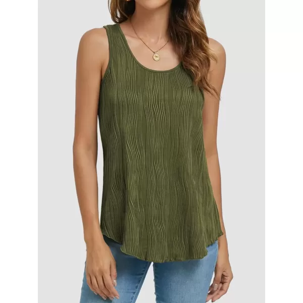 imageATHMILE Womens Dressy Business Casual Tank Tops Summer Sleeveless Trendy Spring Blouses Flowy Work ShirtsArmy Green