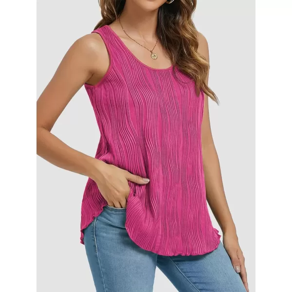 imageATHMILE Womens Dressy Business Casual Tank Tops Summer Sleeveless Trendy Spring Blouses Flowy Work ShirtsHot Pink