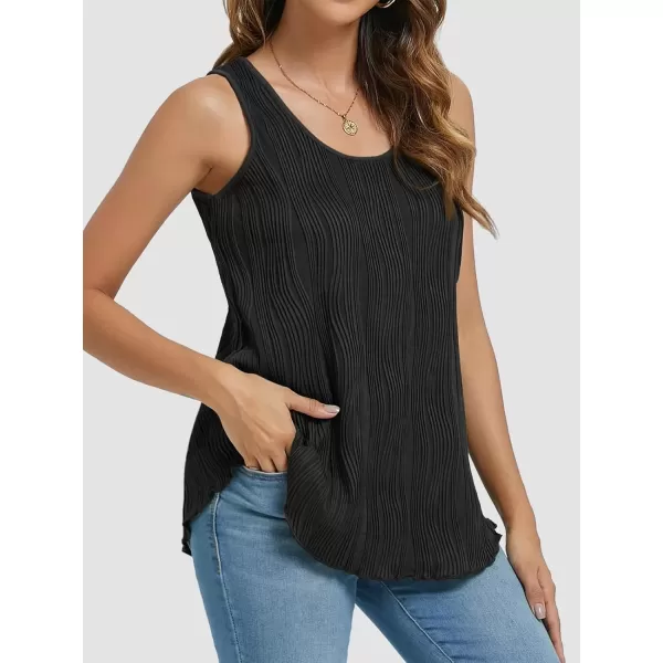 imageATHMILE Womens Dressy Business Casual Tank Tops Summer Sleeveless Trendy Spring Blouses Flowy Work ShirtsBlack