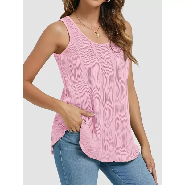 imageATHMILE Womens Dressy Business Casual Tank Tops Summer Sleeveless Trendy Spring Blouses Flowy Work ShirtsPink