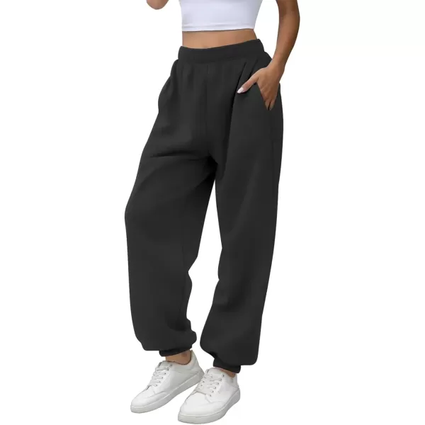 imageATHMILE Womens High Waisted Sweatpants Workout Active Joggers Pants Baggy Lounge BottomsBlack