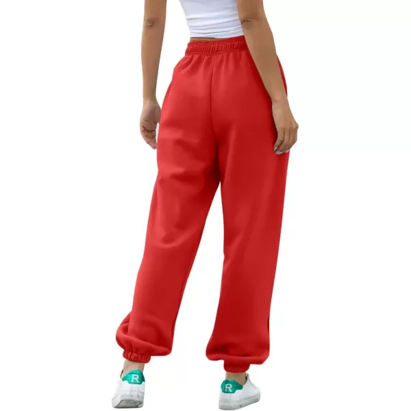 imageATHMILE Womens High Waisted Sweatpants Workout Active Joggers Pants Baggy Lounge BottomsRed