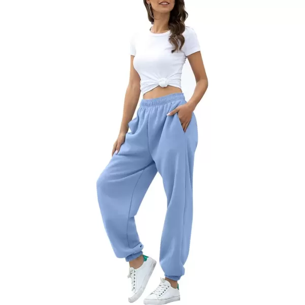 imageATHMILE Womens High Waisted Sweatpants Workout Active Joggers Pants Baggy Lounge BottomsLightblue