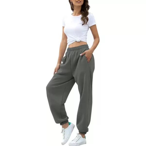 imageATHMILE Womens High Waisted Sweatpants Workout Active Joggers Pants Baggy Lounge BottomsDarkgrey