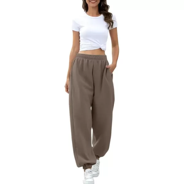 imageATHMILE Womens High Waisted Sweatpants Workout Active Joggers Pants Baggy Lounge BottomsCoffeegrey