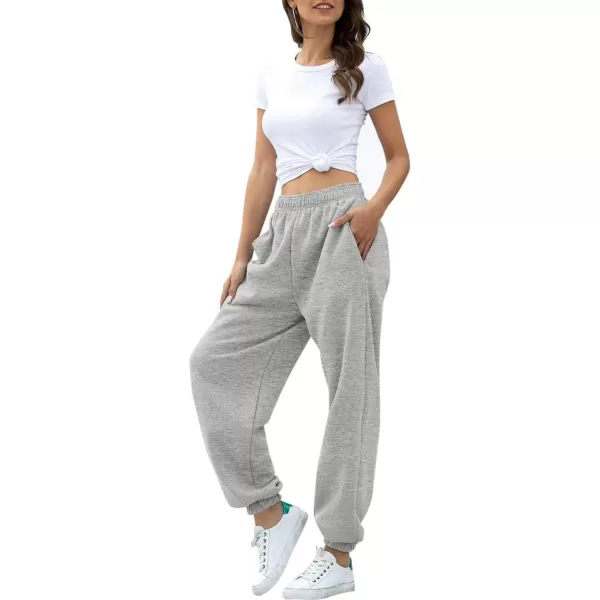 imageATHMILE Womens High Waisted Sweatpants Workout Active Joggers Pants Baggy Lounge BottomsGrey