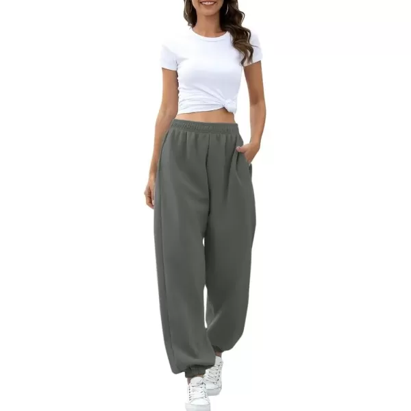 imageATHMILE Womens High Waisted Sweatpants Workout Active Joggers Pants Baggy Lounge BottomsDarkgrey