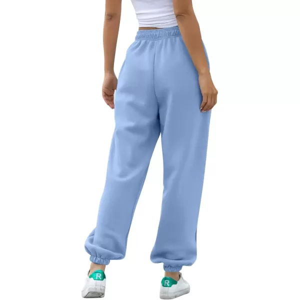 imageATHMILE Womens High Waisted Sweatpants Workout Active Joggers Pants Baggy Lounge BottomsLightblue