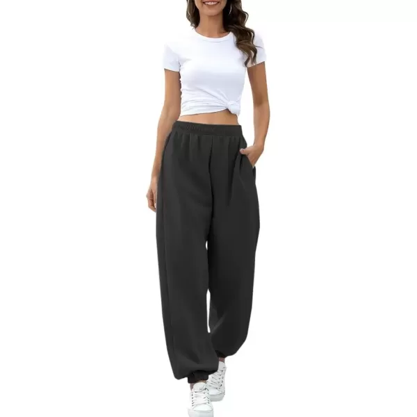 imageATHMILE Womens High Waisted Sweatpants Workout Active Joggers Pants Baggy Lounge BottomsBlack