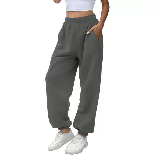 imageATHMILE Womens High Waisted Sweatpants Workout Active Joggers Pants Baggy Lounge BottomsDarkgrey