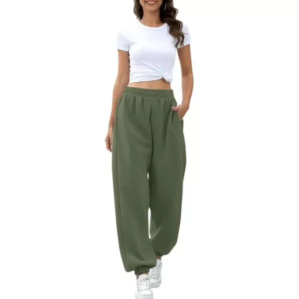 imageATHMILE Womens High Waisted Sweatpants Workout Active Joggers Pants Baggy Lounge BottomsGreygreen