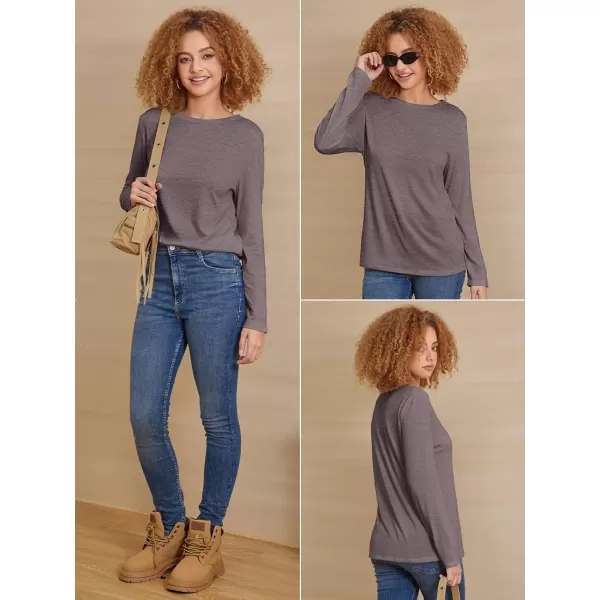 imageATHMILE Womens Long Sleeve Round Neck Shirts Basic Tee Casual Top Fall Trendy Tunic Outfits Fitted T ShirtsGray Purple