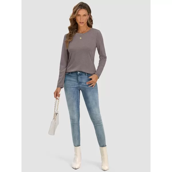 imageATHMILE Womens Long Sleeve Round Neck Shirts Basic Tee Casual Top Fall Trendy Tunic Outfits Fitted T ShirtsGray Purple