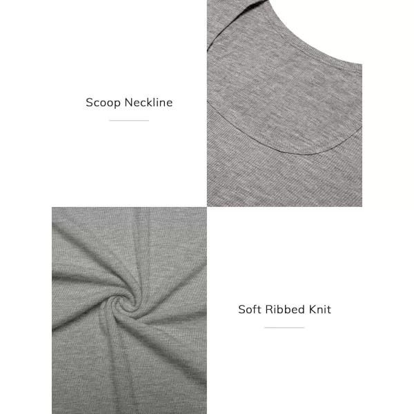 imageATHMILE Womens Long Sleeve Scoop Neck Ribbed Knit Fitted Casual Tops Tee Slim Basic ShirtsHeather Grey