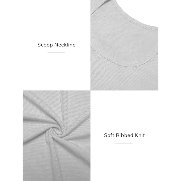 imageATHMILE Womens Long Sleeve Scoop Neck Ribbed Knit Fitted Casual Tops Tee Slim Basic ShirtsWhite