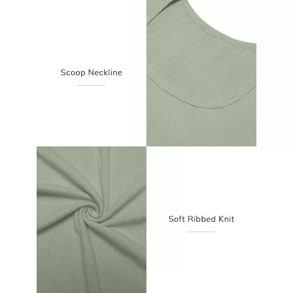 imageATHMILE Womens Long Sleeve Scoop Neck Ribbed Knit Fitted Casual Tops Tee Slim Basic ShirtsGrass Green