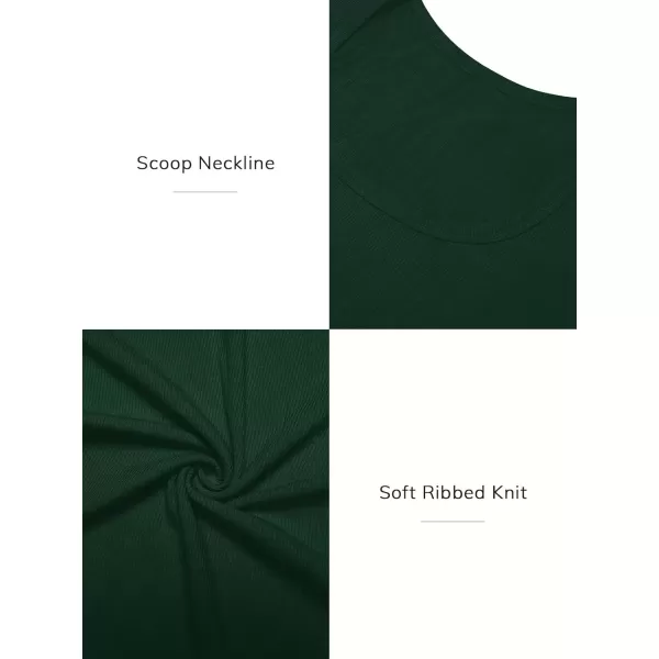 imageATHMILE Womens Long Sleeve Scoop Neck Ribbed Knit Fitted Casual Tops Tee Slim Basic ShirtsDark Green