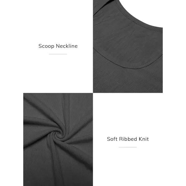 imageATHMILE Womens Long Sleeve Scoop Neck Ribbed Knit Fitted Casual Tops Tee Slim Basic ShirtsDark Gray