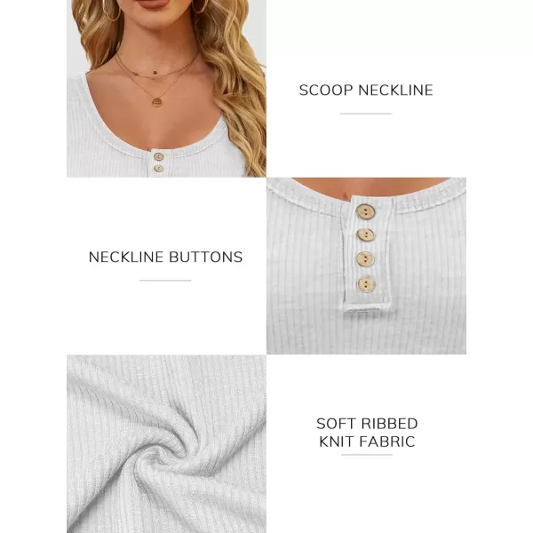 imageATHMILE Womens Long Sleeve Shirts Casual Fall Henley Top Button Down Blouses Basic Ribbed Knit T Shirts 2024White
