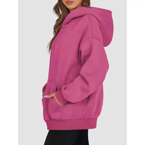 imageATHMILE Womens Oversized Hoodies Fleece Sweatshirts Long Sleeve Sweaters Pullover Fall Clothes with PocketHot Pink