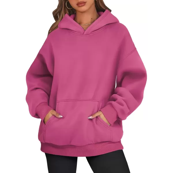 imageATHMILE Womens Oversized Hoodies Fleece Sweatshirts Long Sleeve Sweaters Pullover Fall Clothes with PocketHot Pink