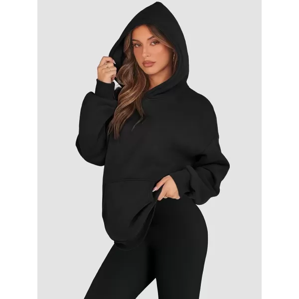 imageATHMILE Womens Oversized Hoodies Fleece Sweatshirts Long Sleeve Sweaters Pullover Fall Clothes with PocketBlack