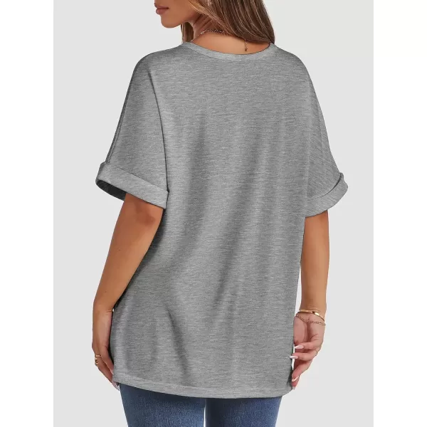 imageATHMILE Womens Oversized T Shirts Loose Fit Crewneck Short Sleeve Summer Casual Blouse 2024 Y2K Tee TopsLight Gray
