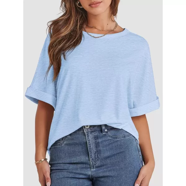 imageATHMILE Womens Oversized T Shirts Loose Fit Crewneck Short Sleeve Summer Casual Blouse 2024 Y2K Tee TopsIce Blue