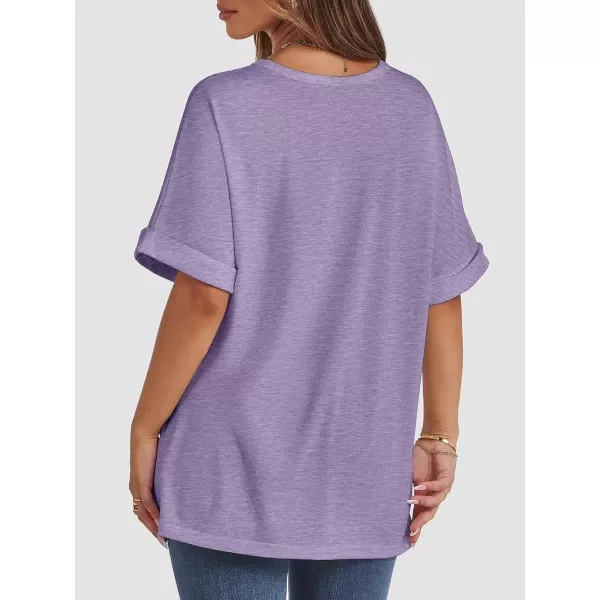 imageATHMILE Womens Oversized T Shirts Loose Fit Crewneck Short Sleeve Summer Casual Blouse 2024 Y2K Tee TopsPurple