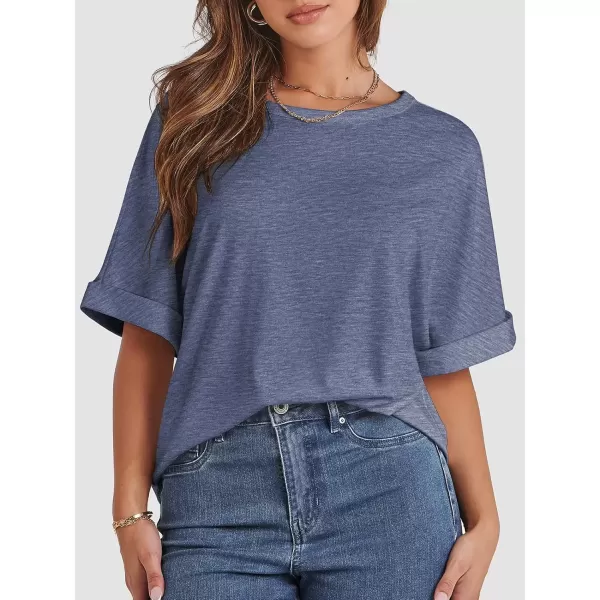 imageATHMILE Womens Oversized T Shirts Loose Fit Crewneck Short Sleeve Summer Casual Blouse 2024 Y2K Tee TopsNavy
