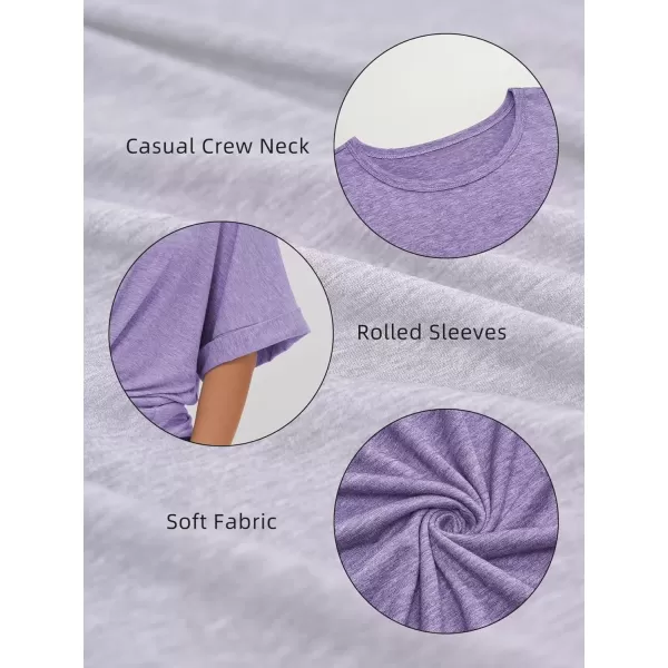 imageATHMILE Womens Oversized T Shirts Loose Fit Crewneck Short Sleeve Summer Casual Blouse 2024 Y2K Tee TopsPurple