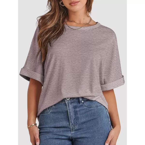 imageATHMILE Womens Oversized T Shirts Loose Fit Crewneck Short Sleeve Summer Casual Blouse 2024 Y2K Tee TopsGray Purple