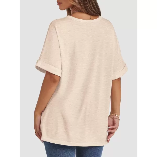 imageATHMILE Womens Oversized T Shirts Loose Fit Crewneck Short Sleeve Summer Casual Blouse 2024 Y2K Tee TopsCream