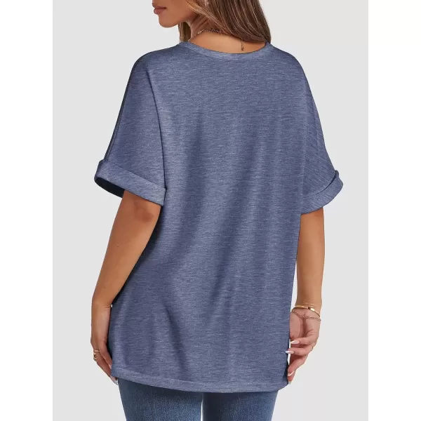 imageATHMILE Womens Oversized T Shirts Loose Fit Crewneck Short Sleeve Summer Casual Blouse 2024 Y2K Tee TopsNavy