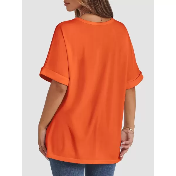 imageATHMILE Womens Oversized T Shirts Loose Fit Crewneck Short Sleeve Summer Casual Blouse 2024 Y2K Tee TopsOrange