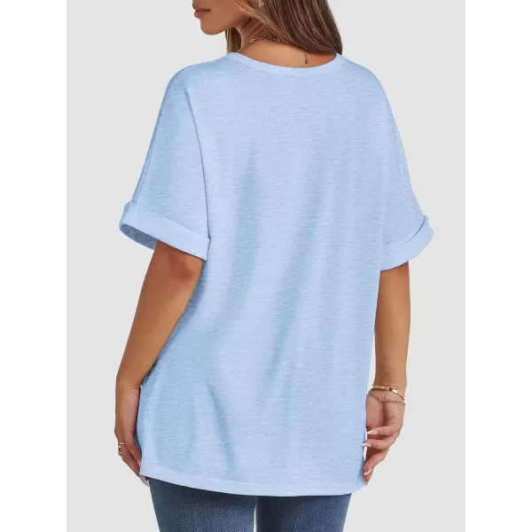 imageATHMILE Womens Oversized T Shirts Loose Fit Crewneck Short Sleeve Summer Casual Blouse 2024 Y2K Tee TopsIce Blue